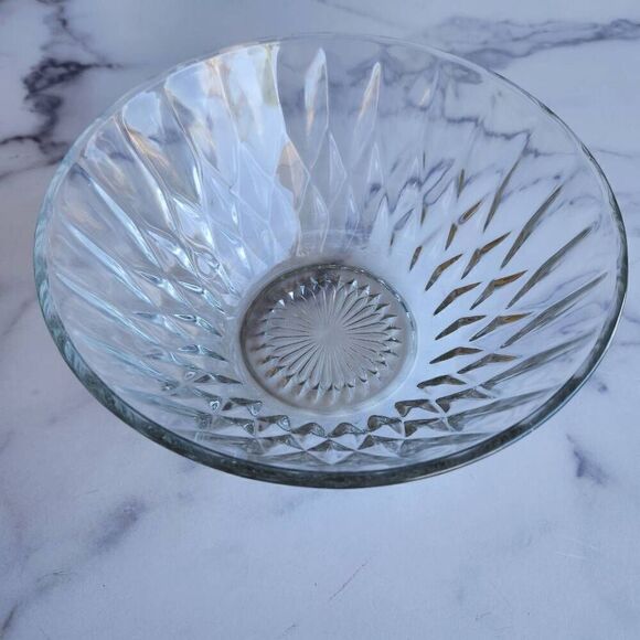 Clear glass etched serving bowl dinnerware servingware dinner party victorian - Picture 3 of 4